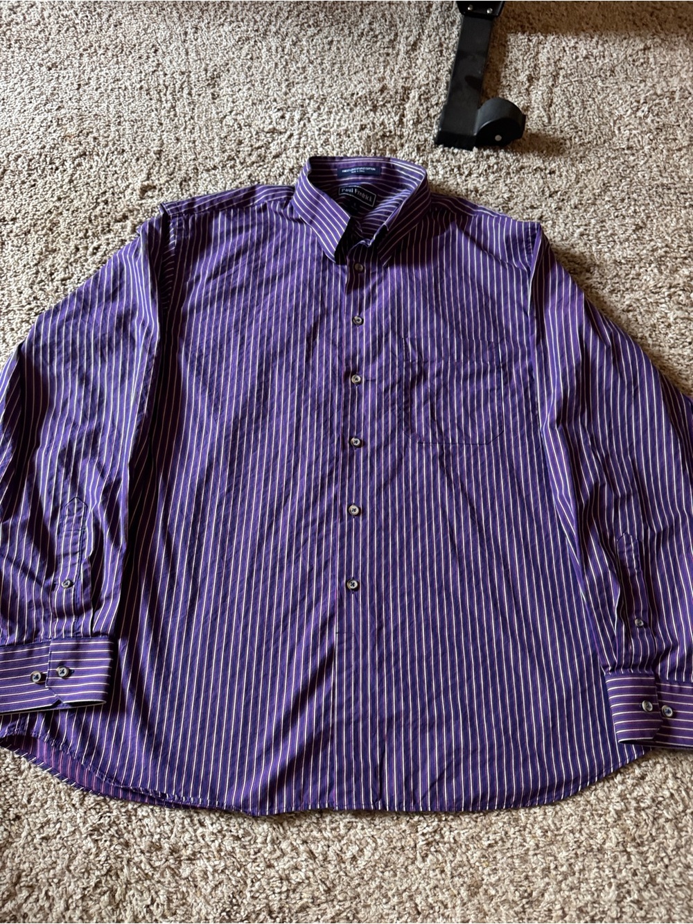 Men's Paul Fredrick Purple Striped Button-Up Dress Shirt